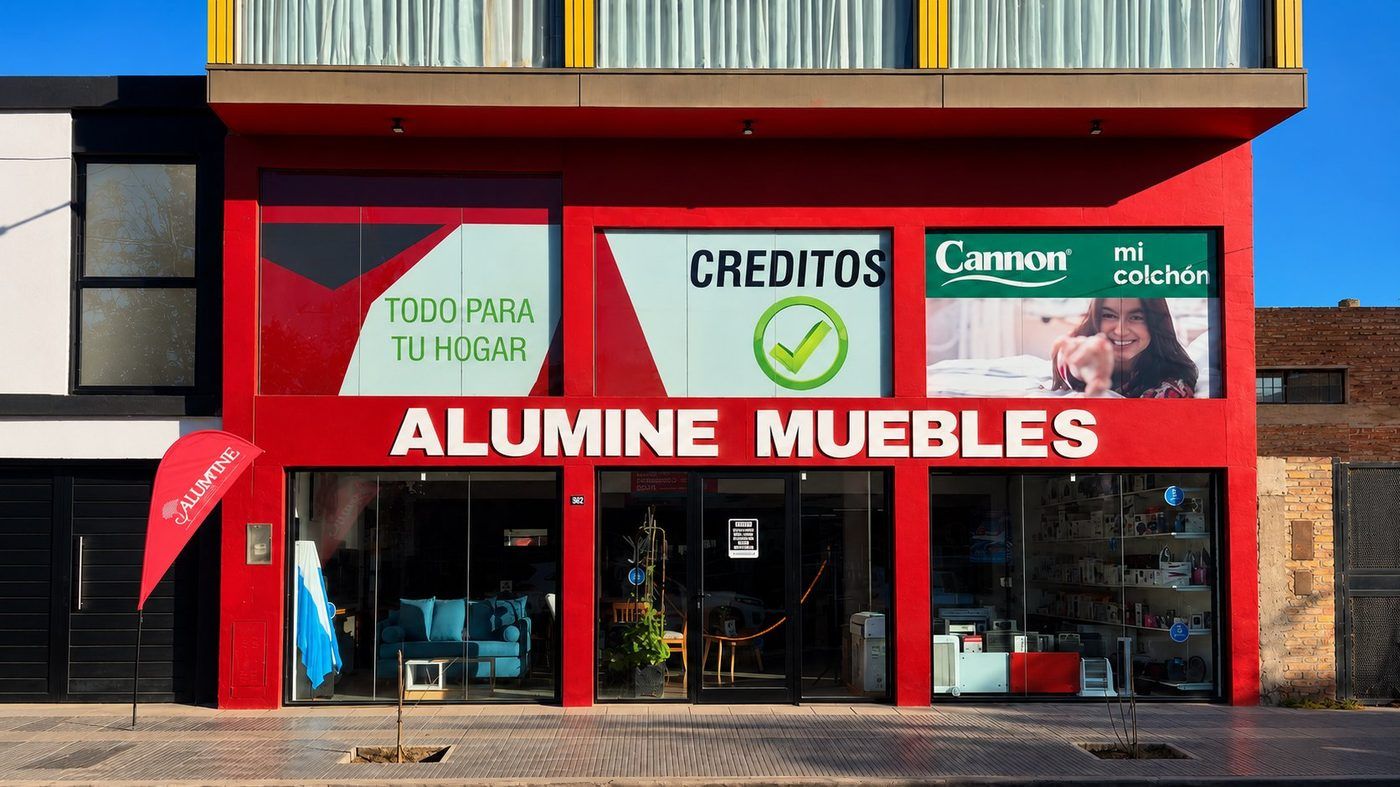 Frente del local de Alumine Muebles en Don Bosco 962, Cipolletti
